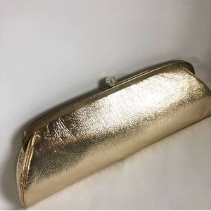 Vintage foil gold clutch coin purse, gold chain